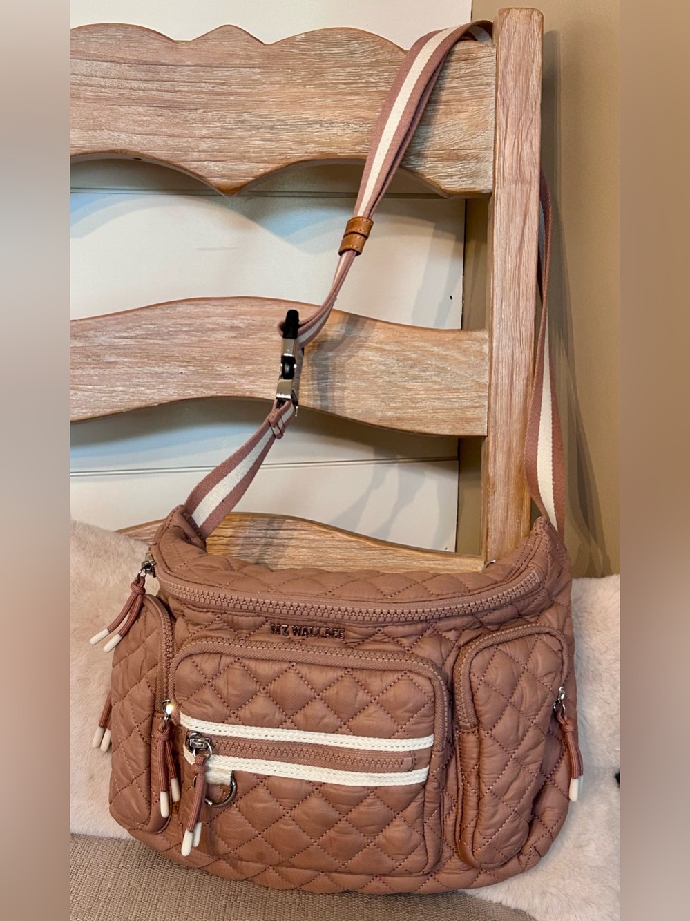 MZ Wallace - EUC - XL Metro Sling Bag
Dusty Rose/Ecru Trim (Limited Edition)
